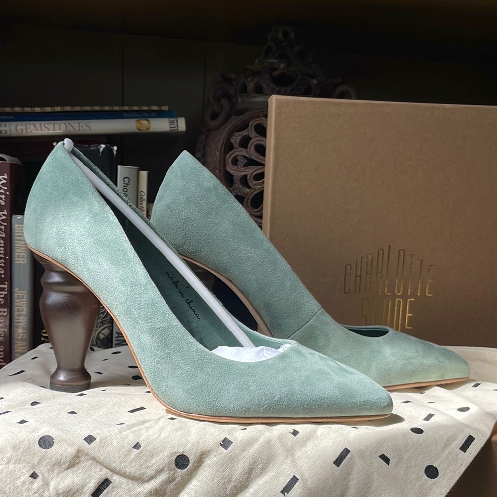 Whimsical Charlotte Stone jade Baughn heels